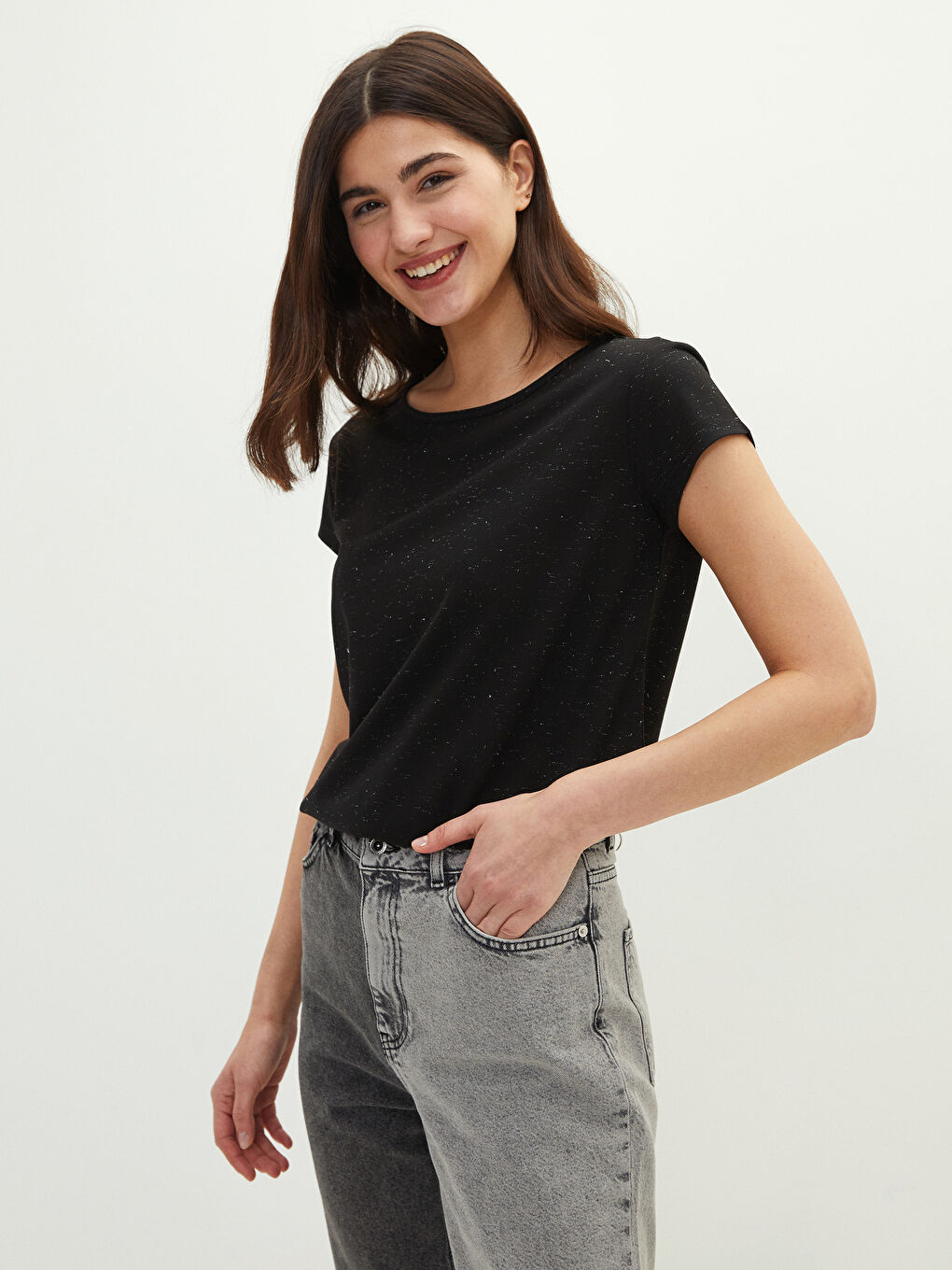 Crew Neck Plain Short Sleeve Women's T-Shirt