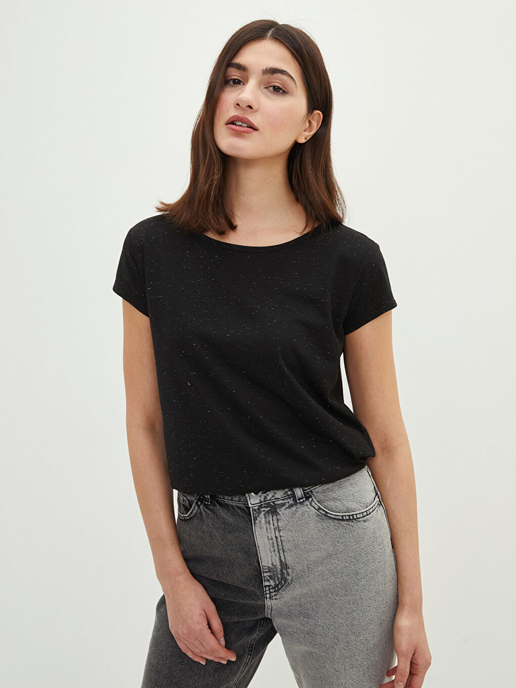 Crew Neck Plain Short Sleeve Women's T-Shirt-1