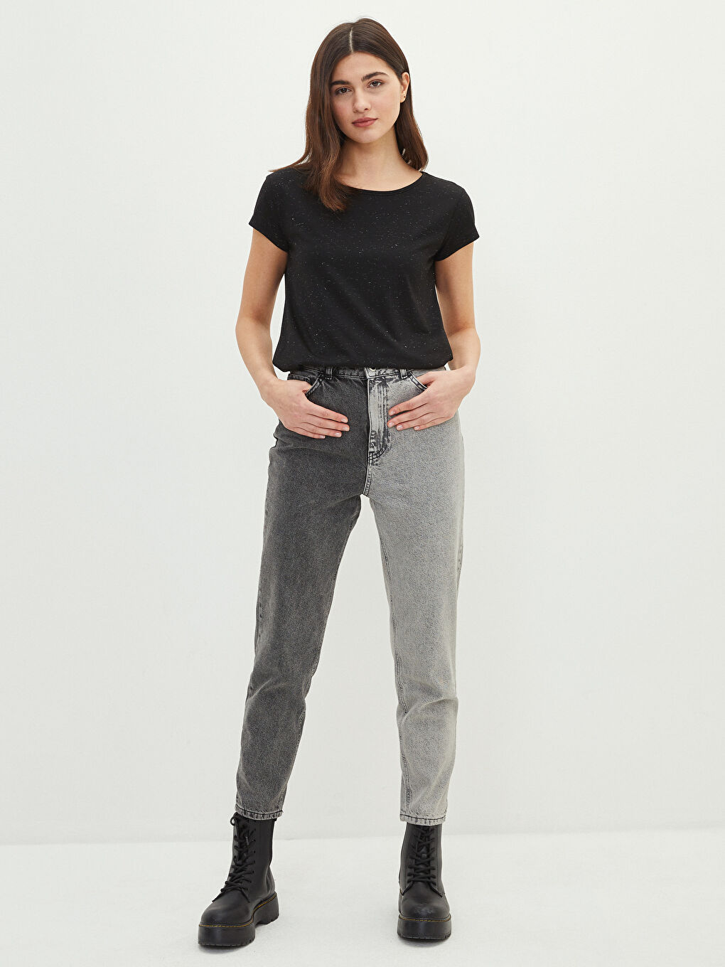 Crew Neck Plain Short Sleeve Women's T-Shirt-2