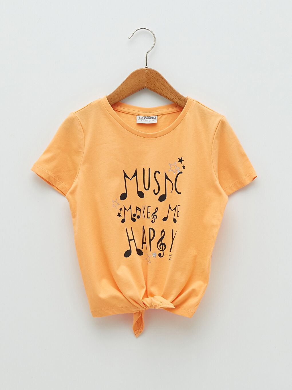 Turuncu Bisiklet Yaka Baskılı Kısa Kollu Kız Çocuk Tişört