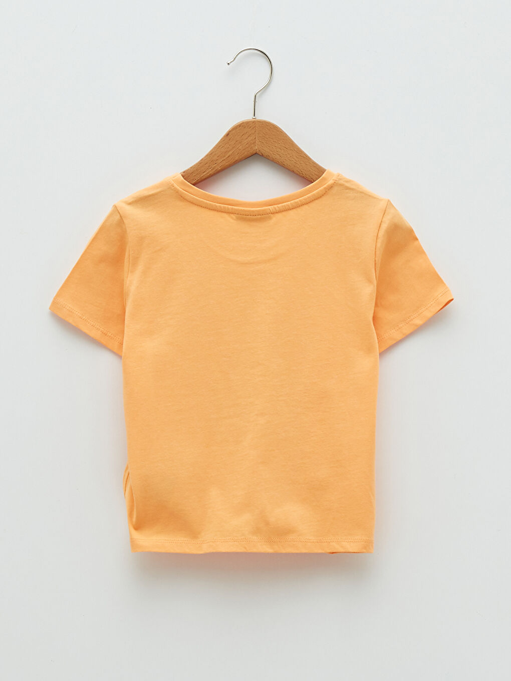 Turuncu Bisiklet Yaka Baskılı Kısa Kollu Kız Çocuk Tişört-1