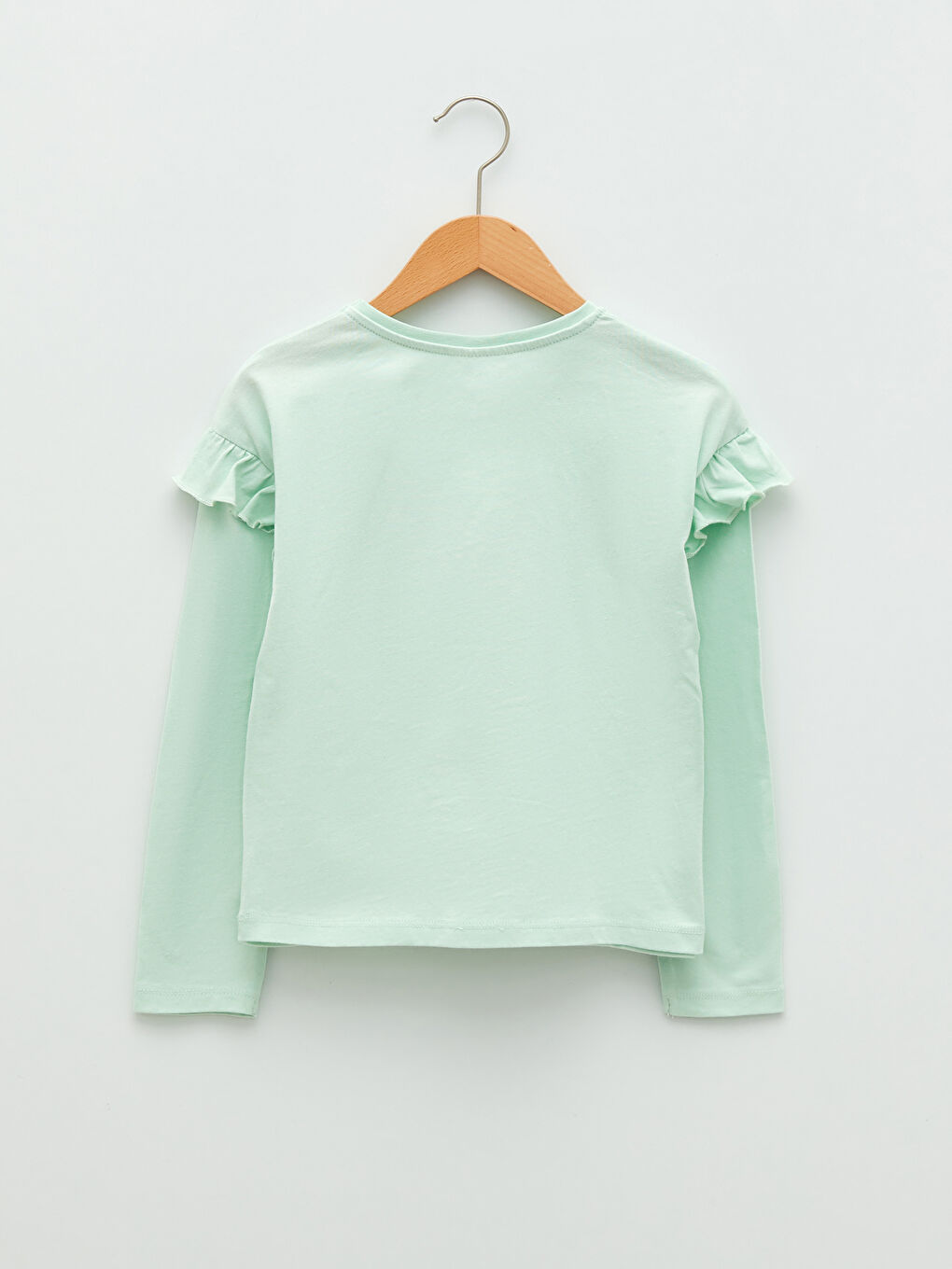 Crew Neck Printed Two-way Sequin Long Sleeve Cotton Girl T-shirt-1