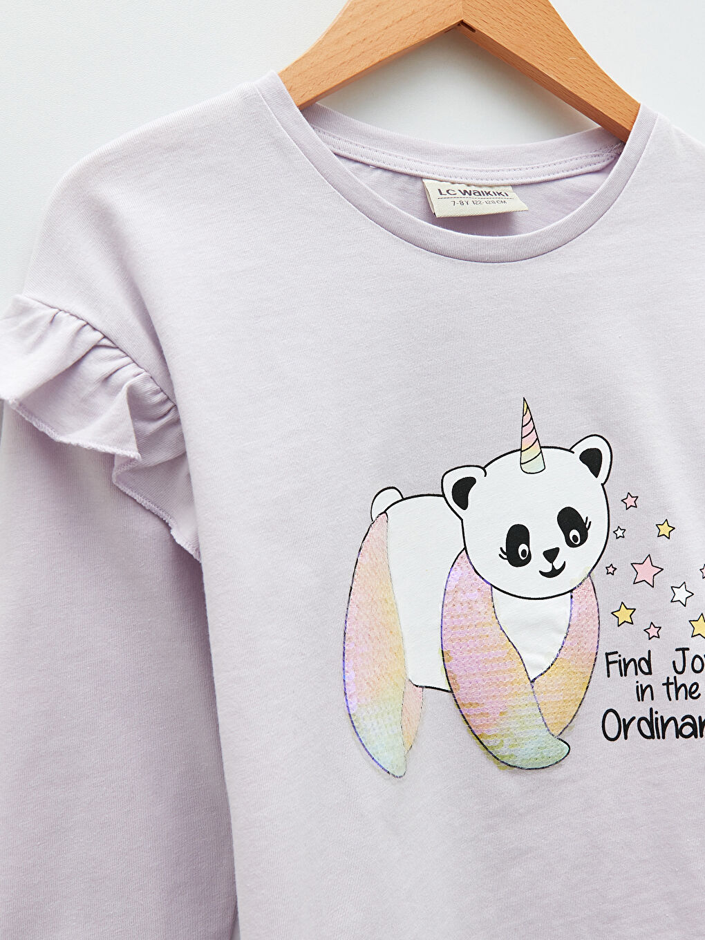 Crew Neck Printed Long Sleeve Cotton Girl T-shirt-2