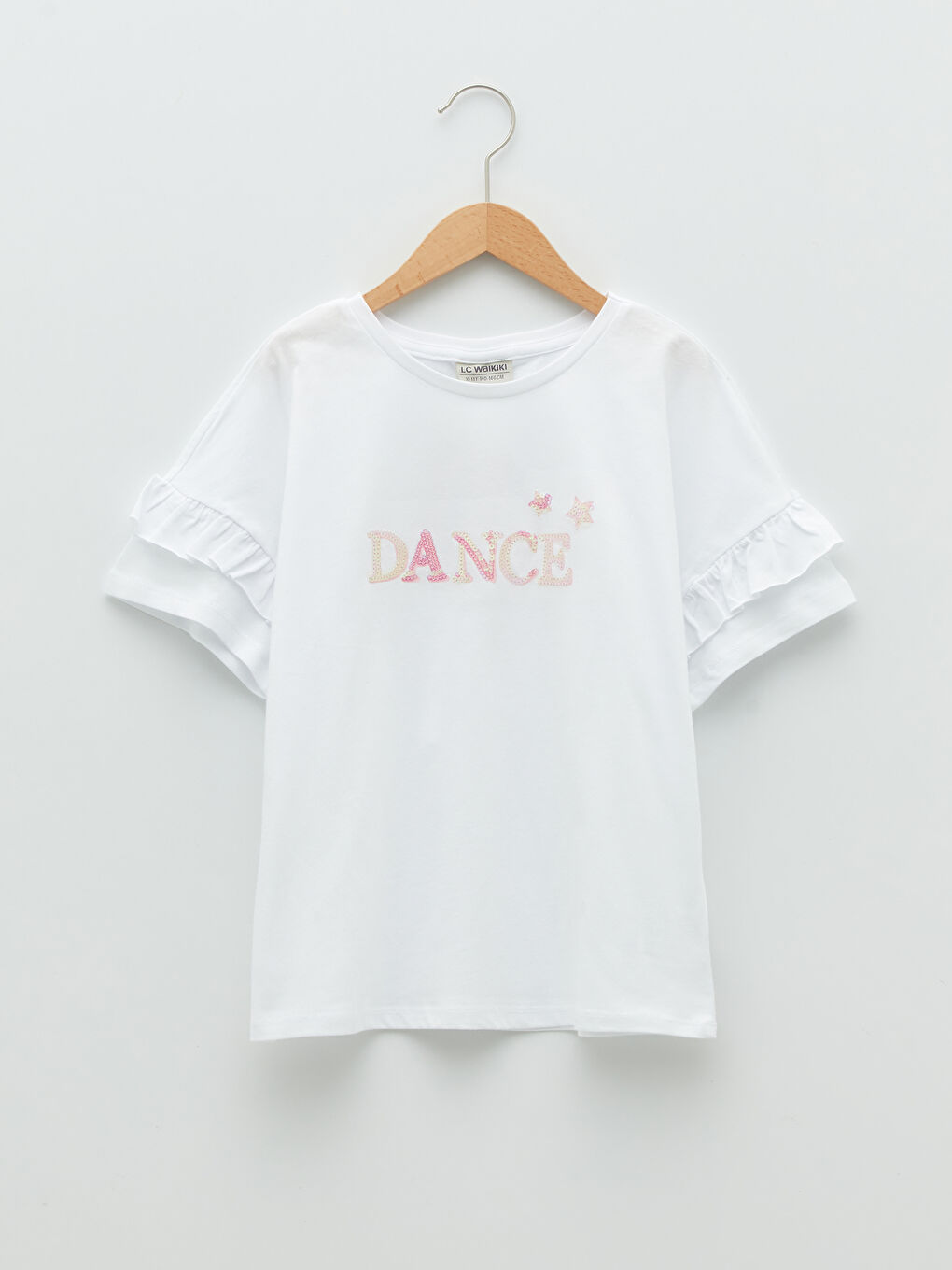 T-shirt pour Filles à Col Rond à Manches Courtes avec Paillettes
