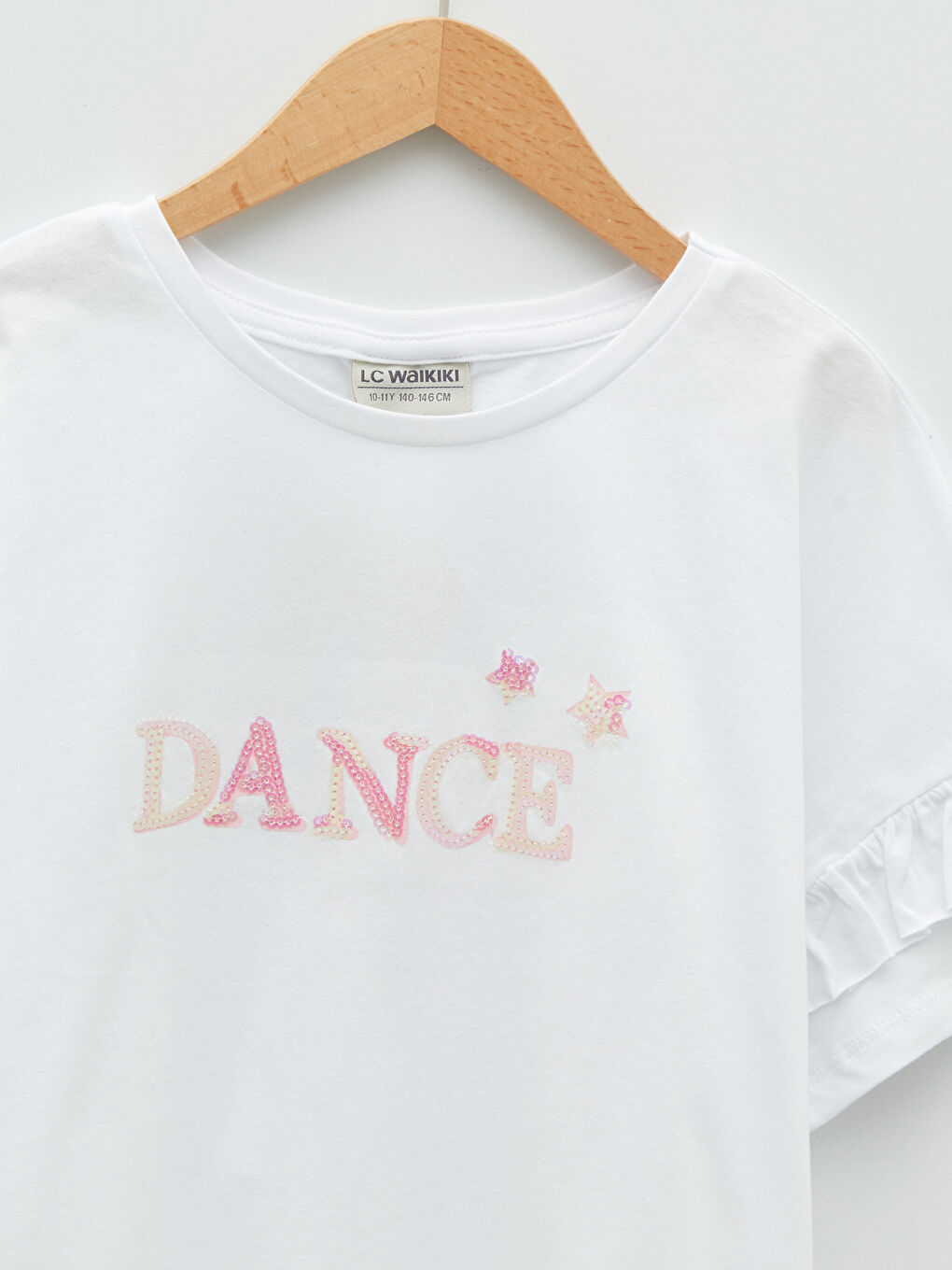 T-shirt pour Filles à Col Rond à Manches Courtes avec Paillettes-2