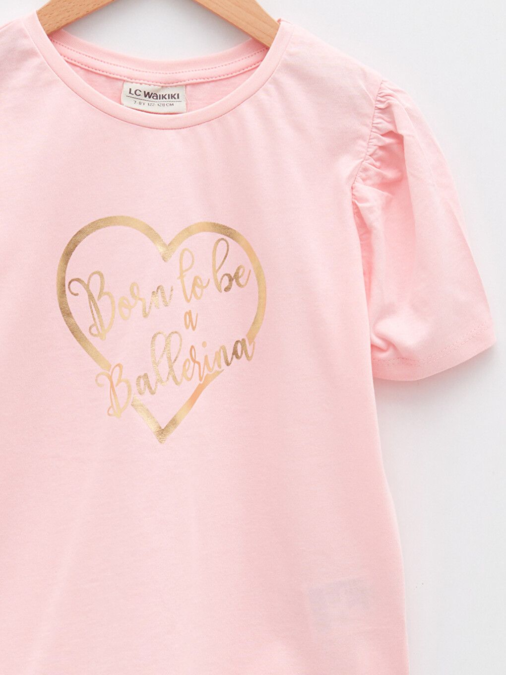Crew Neck Printed Short Sleeve Cotton Girl T-shirt-2