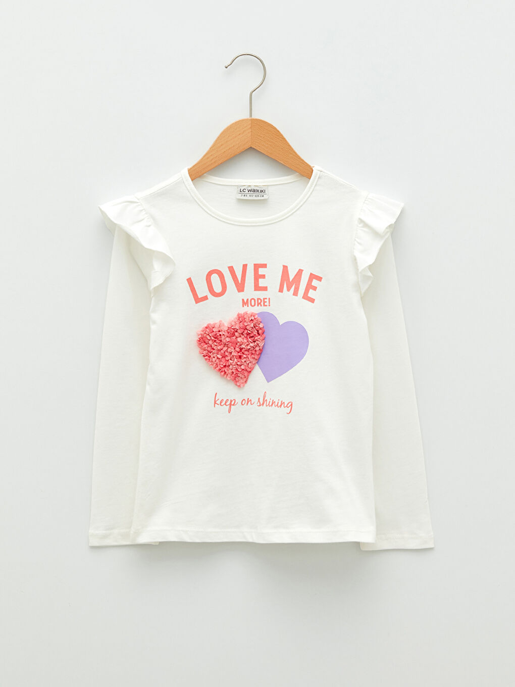 Crew Neck Printed Long Sleeve Cotton Girl T-shirt