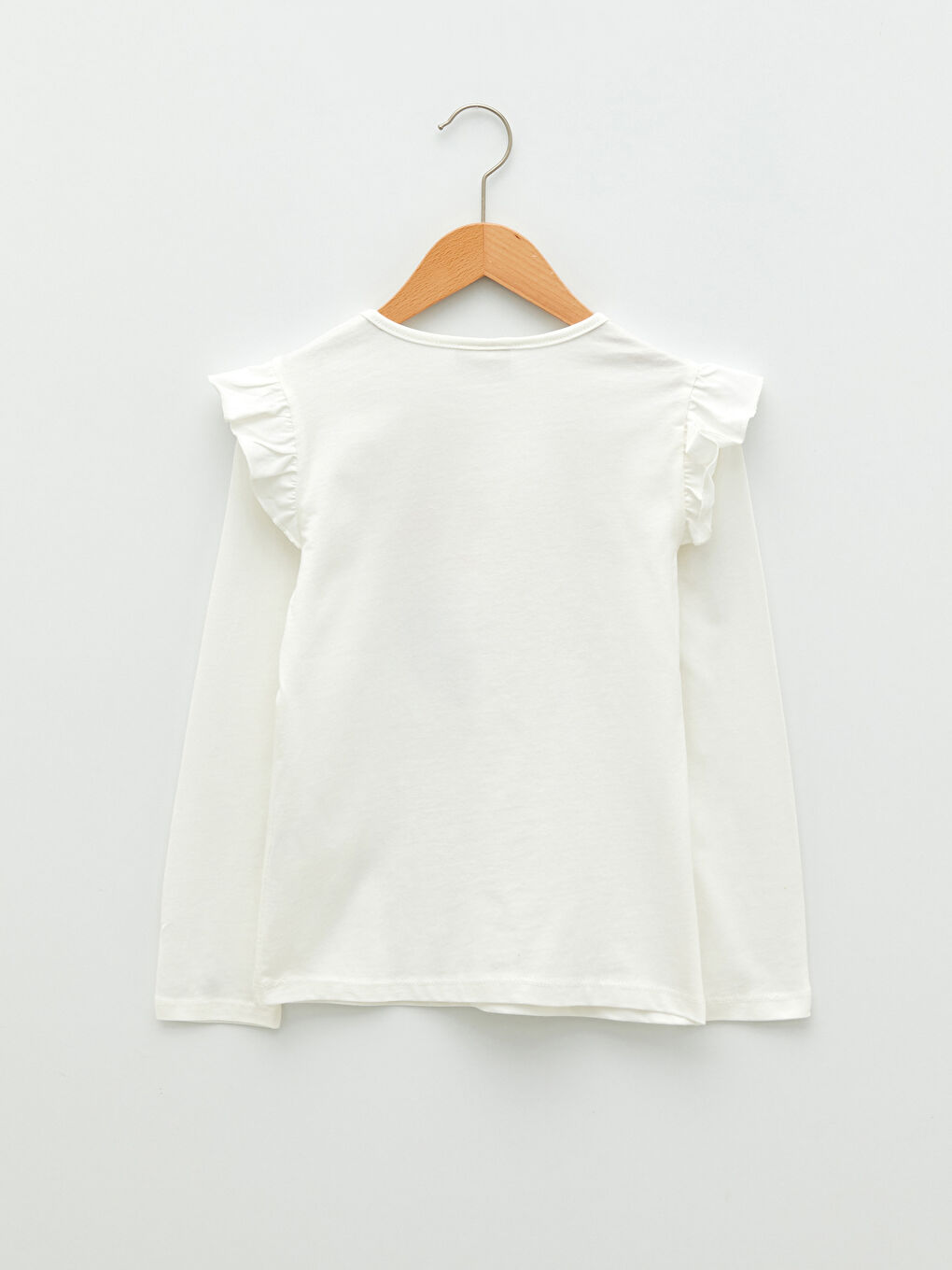 Crew Neck Printed Long Sleeve Cotton Girl T-shirt-1