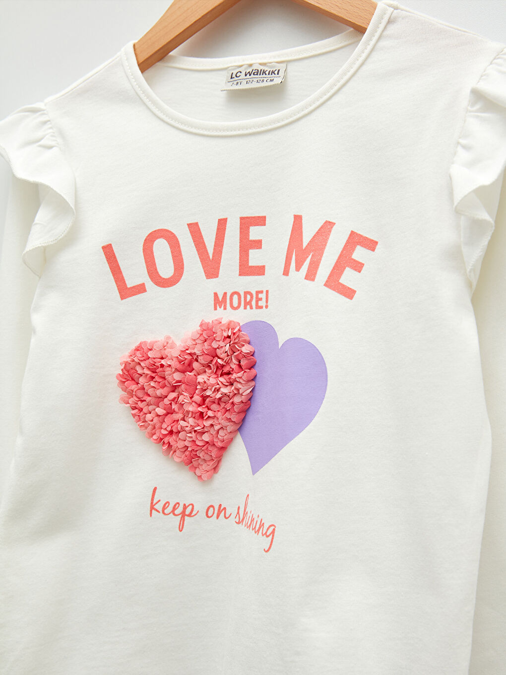 Crew Neck Printed Long Sleeve Cotton Girl T-shirt-2