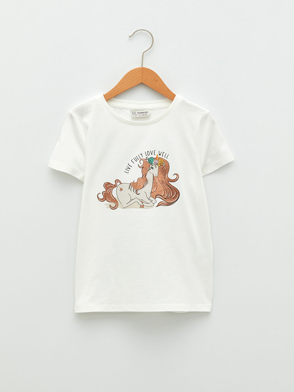 LCW Kids Crew Neck Printed Short Sleeve Girls' T-Shirt -S26657Z4-FDU