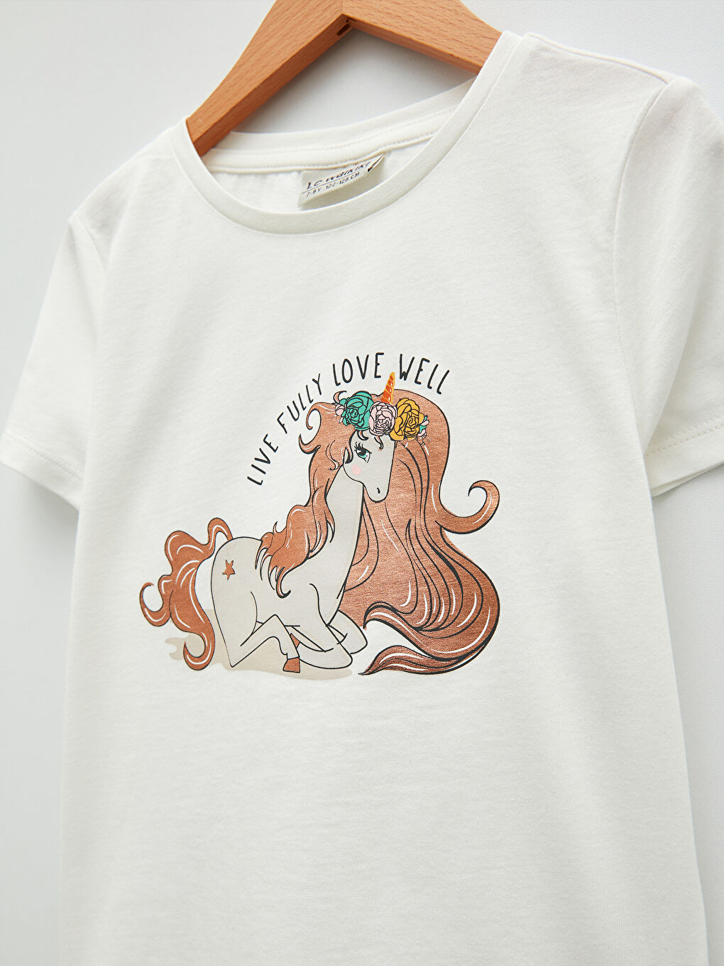 LCW Kids Crew Neck Printed Short Sleeve Girls' T-Shirt -S26657Z4-FDU