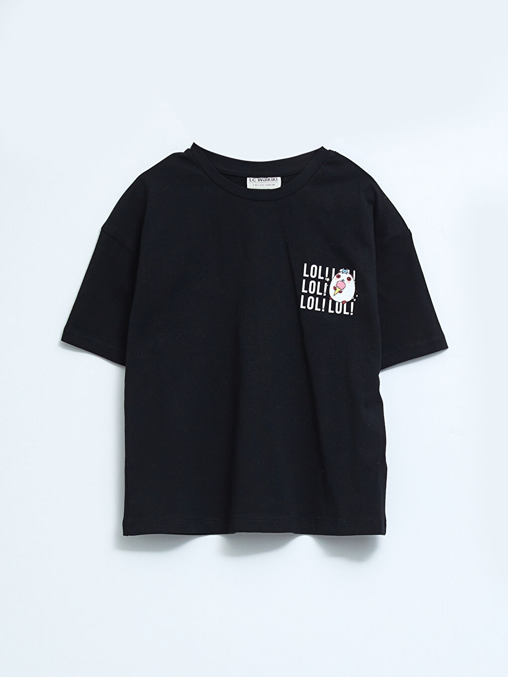 Crew Neck Printed Short Sleeve Cotton Girl T-shirt