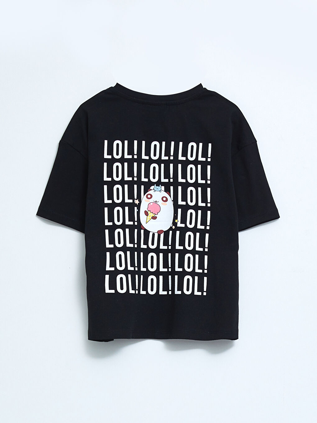 Crew Neck Printed Short Sleeve Cotton Girl T-shirt-1