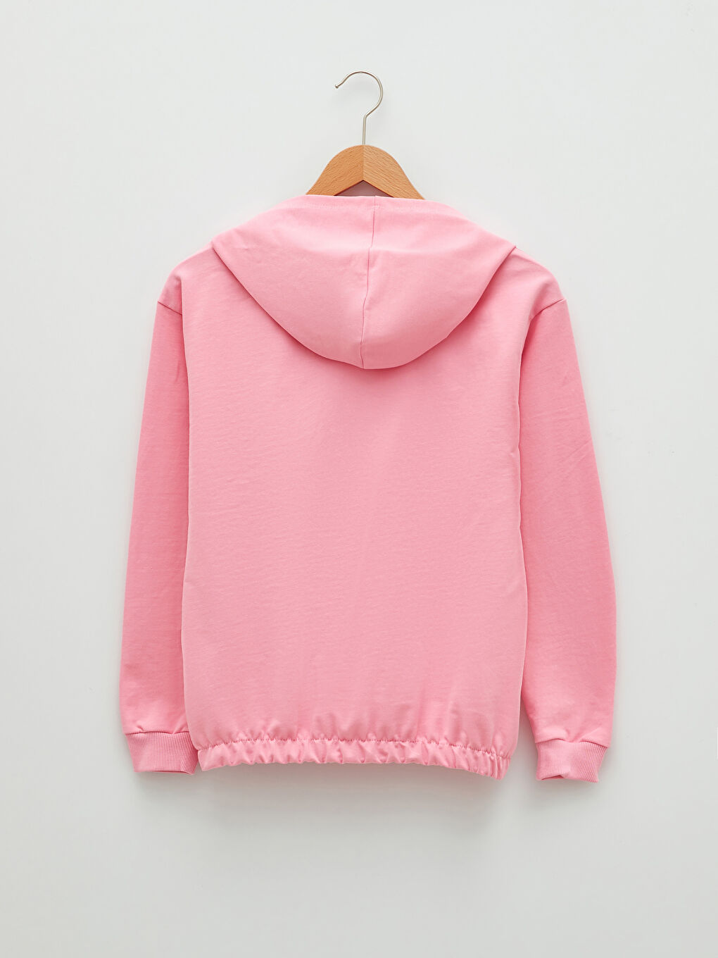 Pembe Kapüşonlu Baskılı Uzun Kollu Kız Çocuk Sweatshirt-1
