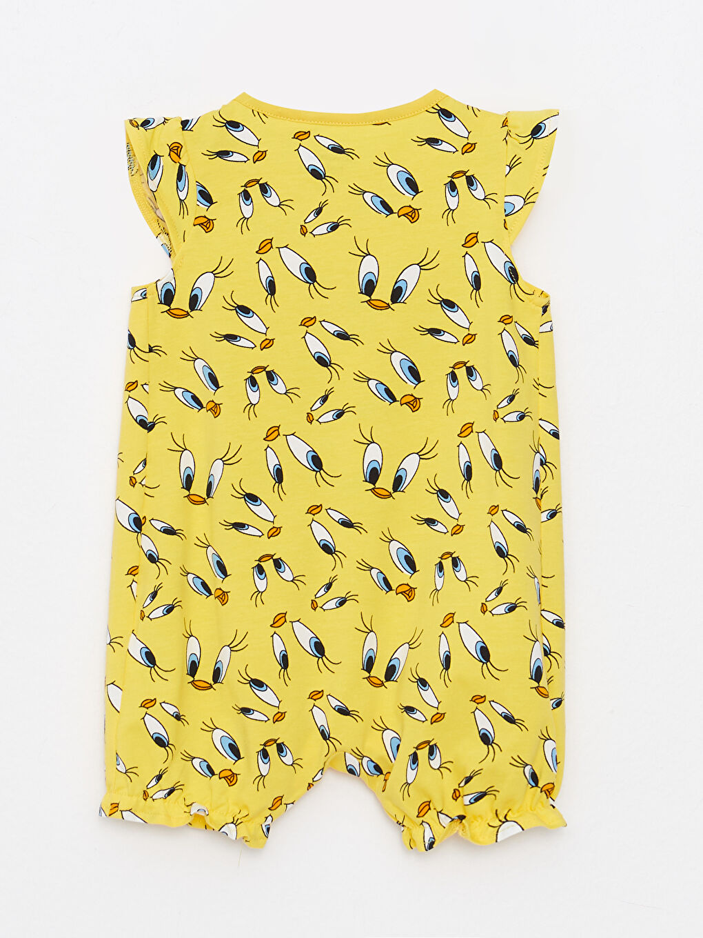 Sarı Bisiklet Yaka Tweety Baskılı Pamuklu Kız Bebek Tulum-1