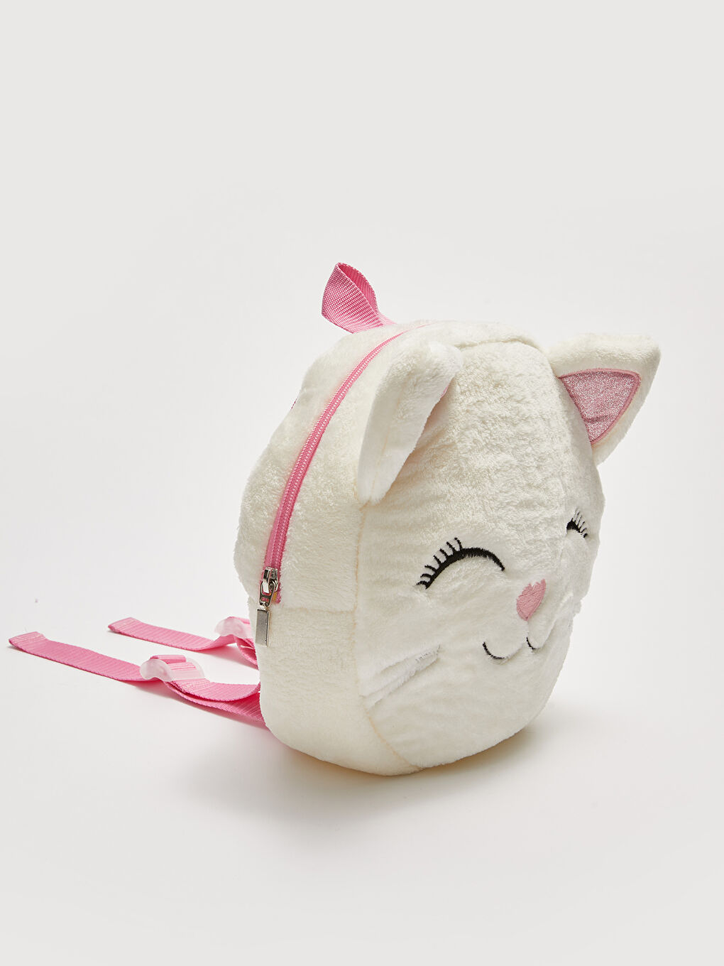 Ekru Nakışlı 3D Baskılı Pelüş Kız Çocuk Sırt Çantası-1
