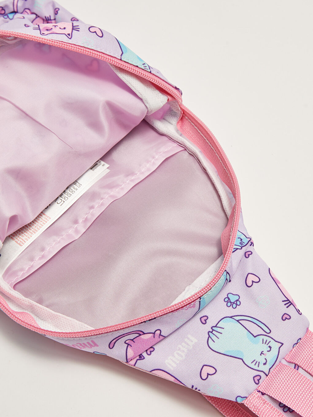 Mor Kız Çocuk Kedi Baskılı Sırt ve Vücut Çantası-2