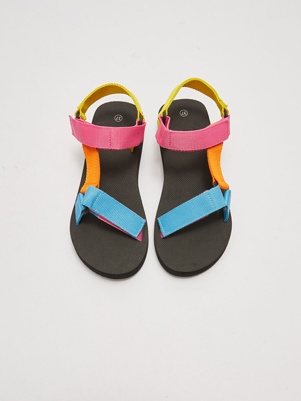 صنادل فيلكرو نسائية بحزام مزدوج وتصميم كتل الألوان-2