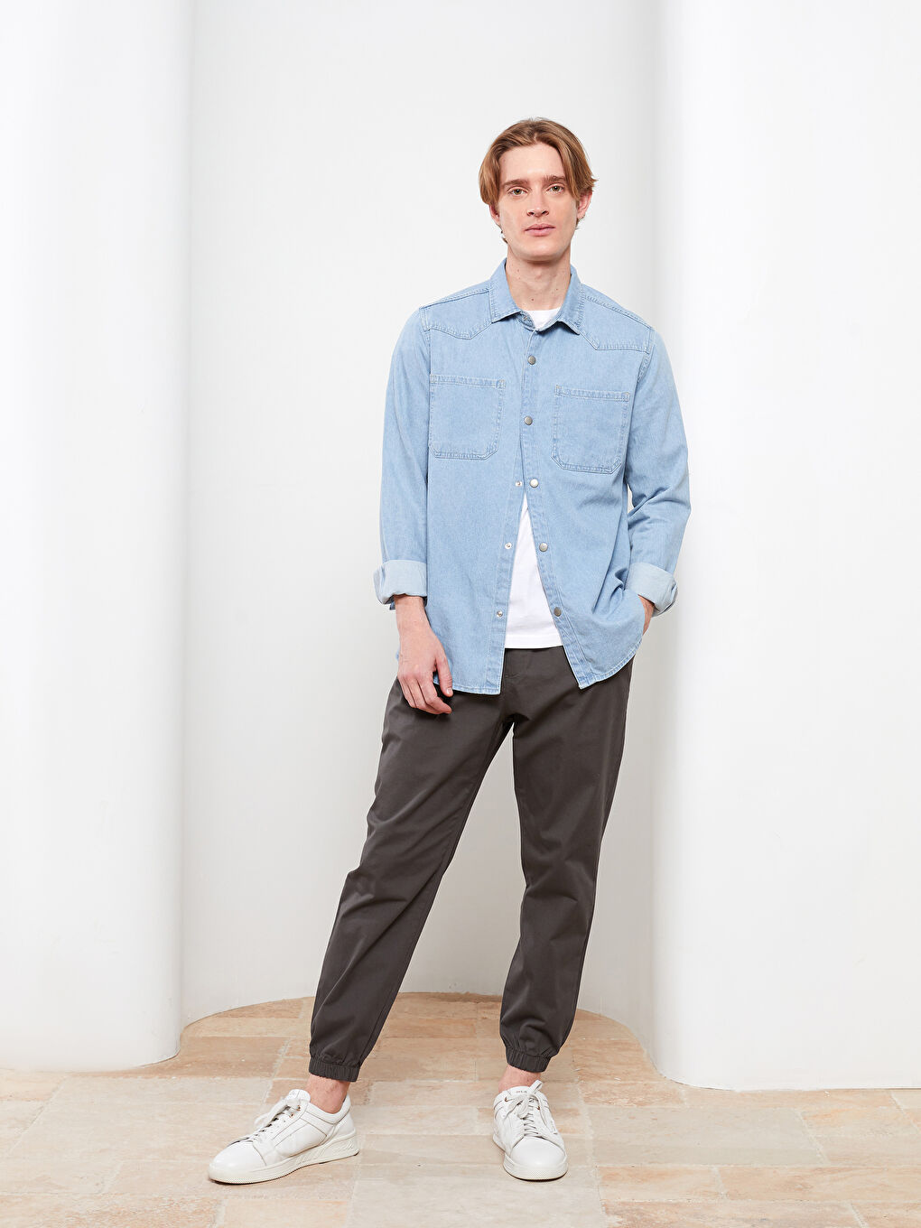 Slim Fit Twill Men's Trousers