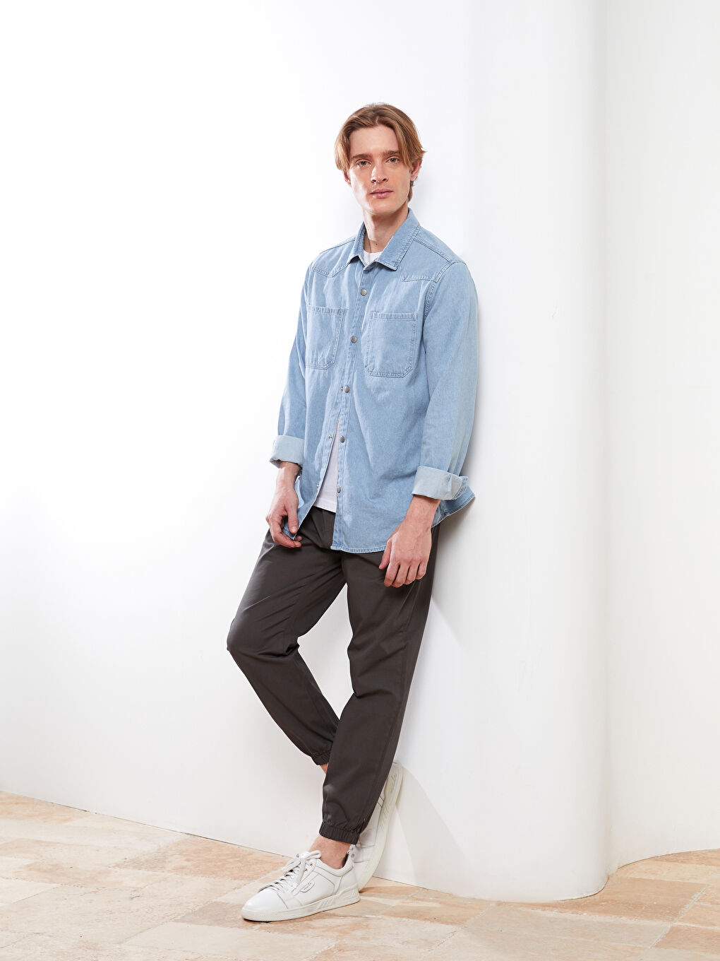 Slim Fit Twill Men's Trousers-1