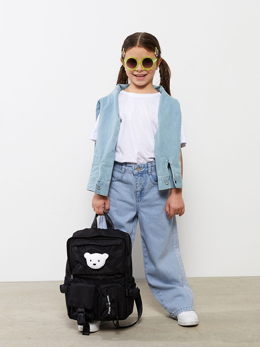 Bej Baskılı Kız Çocuk Sırt Çantası