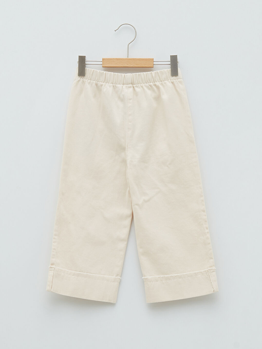Bej Beli Lastikli Basic Gabardin Kız Bebek Pantolon-1