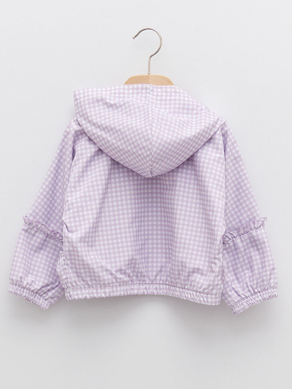 Veste à capuche à manches longues à motif écossais zippée pour bébé fille-4
