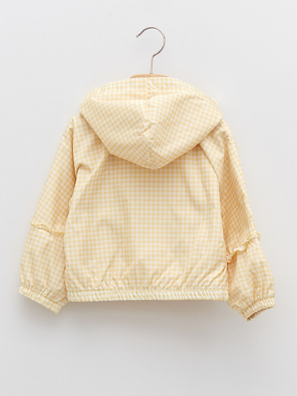 Hooded Long Sleeve Plaid Patterned Zippered Baby Girl Jacket-1