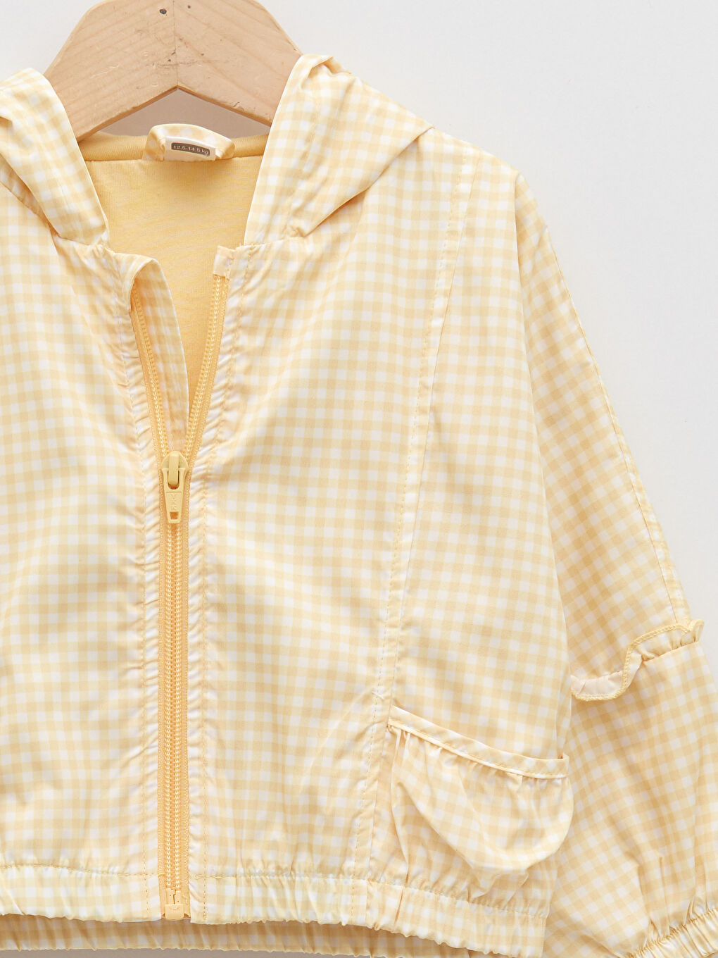 Hooded Long Sleeve Plaid Patterned Zippered Baby Girl Jacket-2