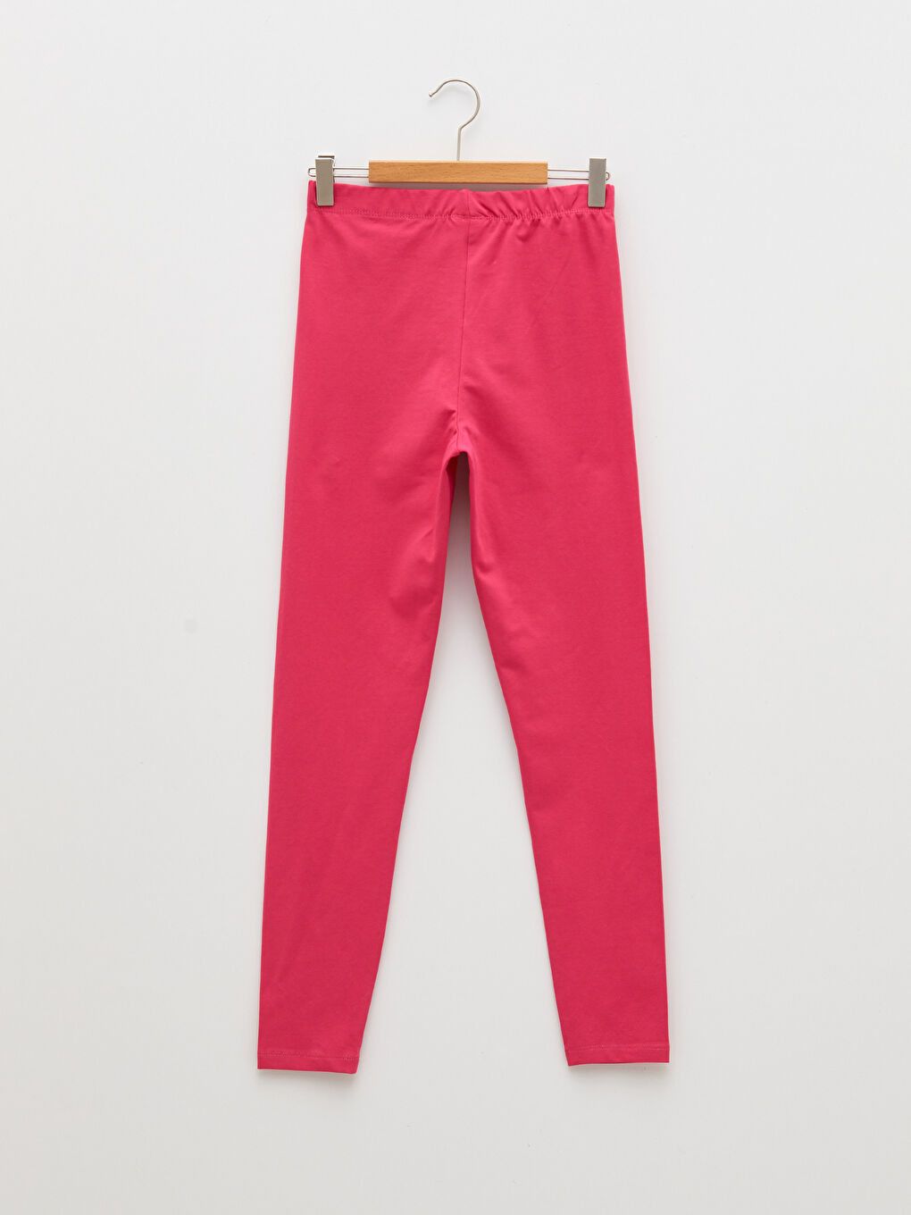 Fuşya Beli Lastikli Baskılı Pamuklu Kız Çocuk Uzun Tayt-1