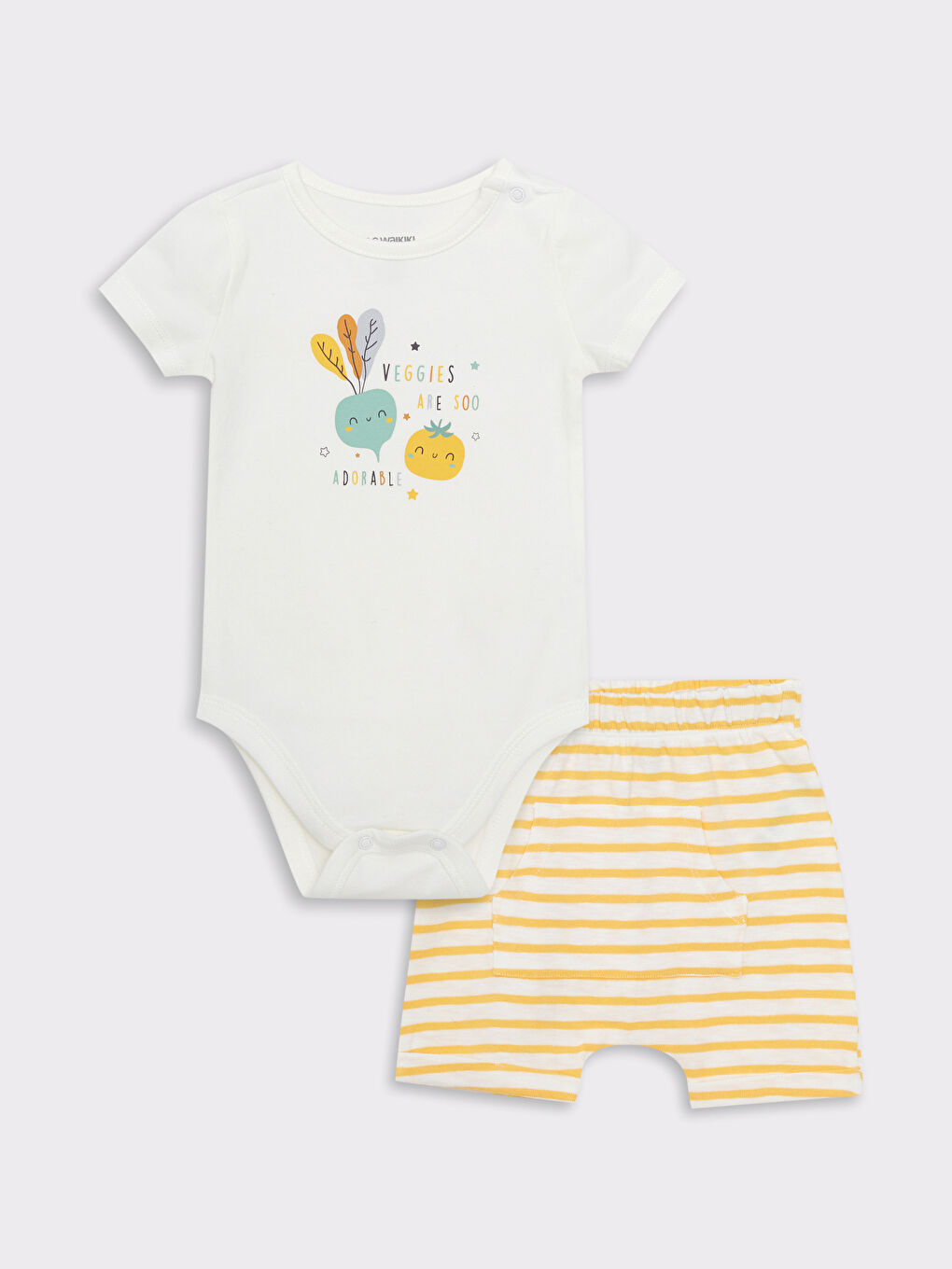 Crew Neck Short Sleeve Printed Baby Boys' Snap Bodysuit and Shorts 2 Pack Set -S26831Z1-FDU