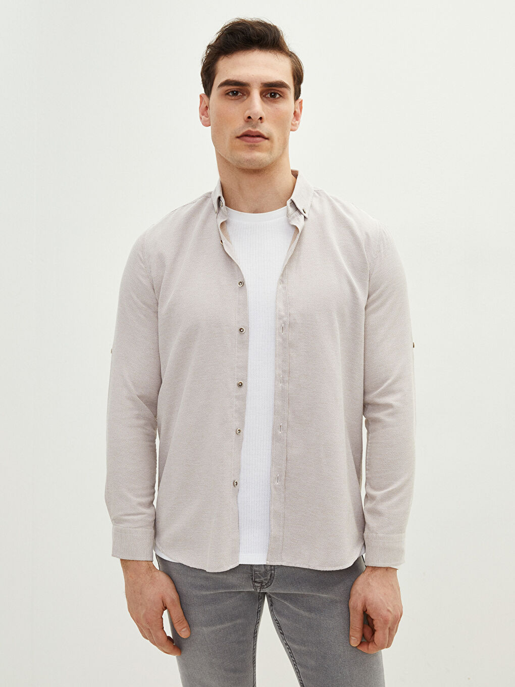 Chemise Pour Hommes Coupe Svelte À Manches Longues-1