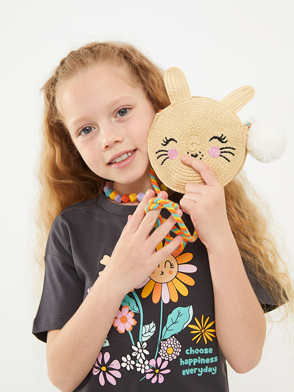 Cat Figured Embroidery Girl Straw Crossbody Bag-1