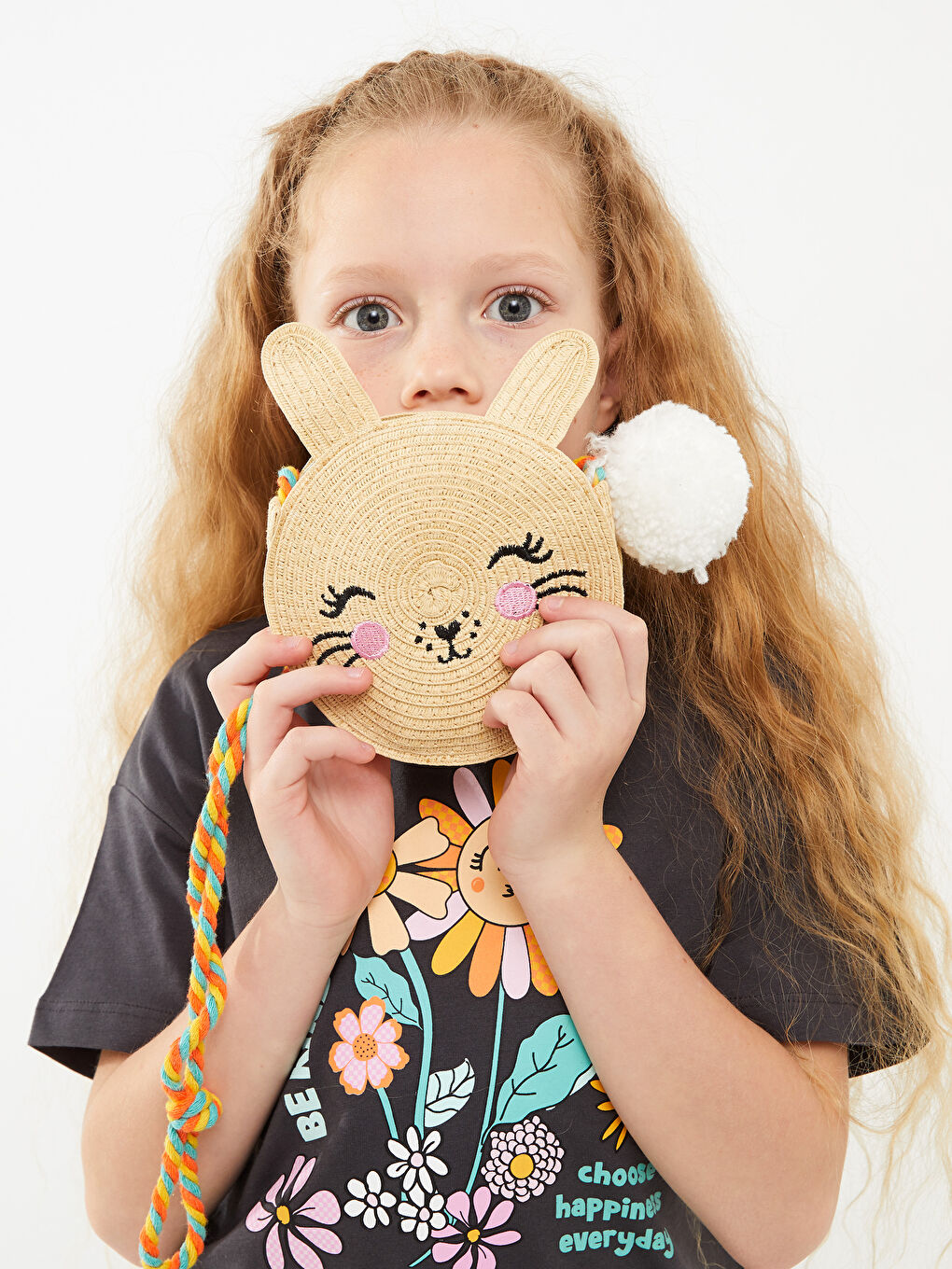 Cat Figured Embroidery Girl Straw Crossbody Bag-2