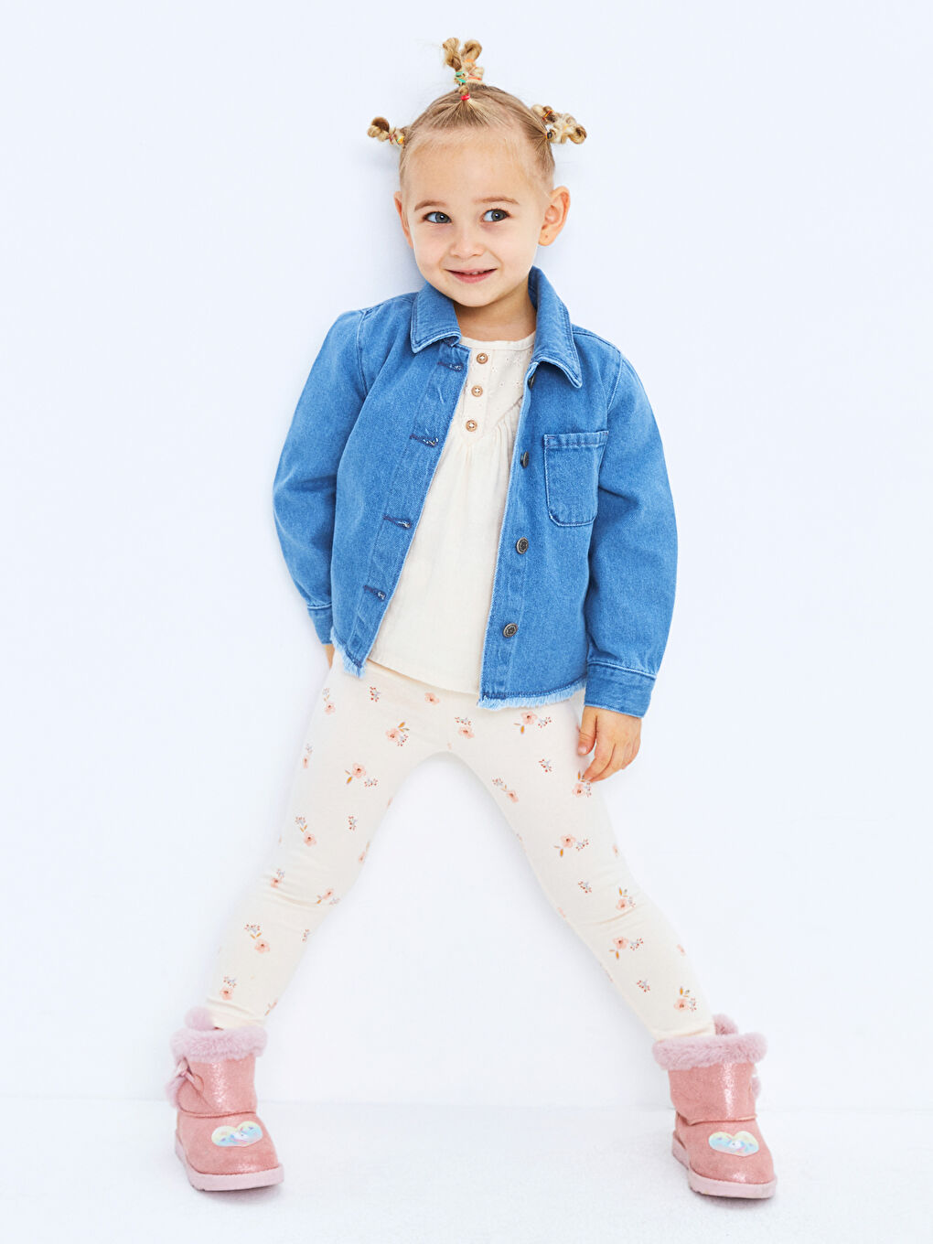 Langarm Basic Baumwolle Baby Mädchen Jeanshemd-1