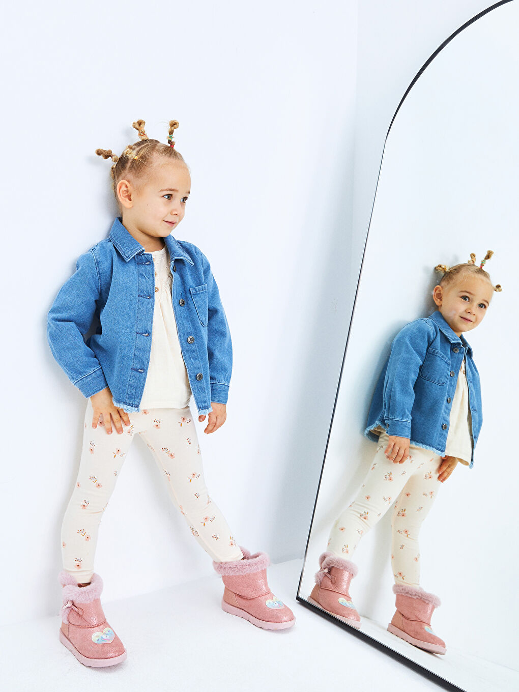 Langarm Basic Baumwolle Baby Mädchen Jeanshemd-2
