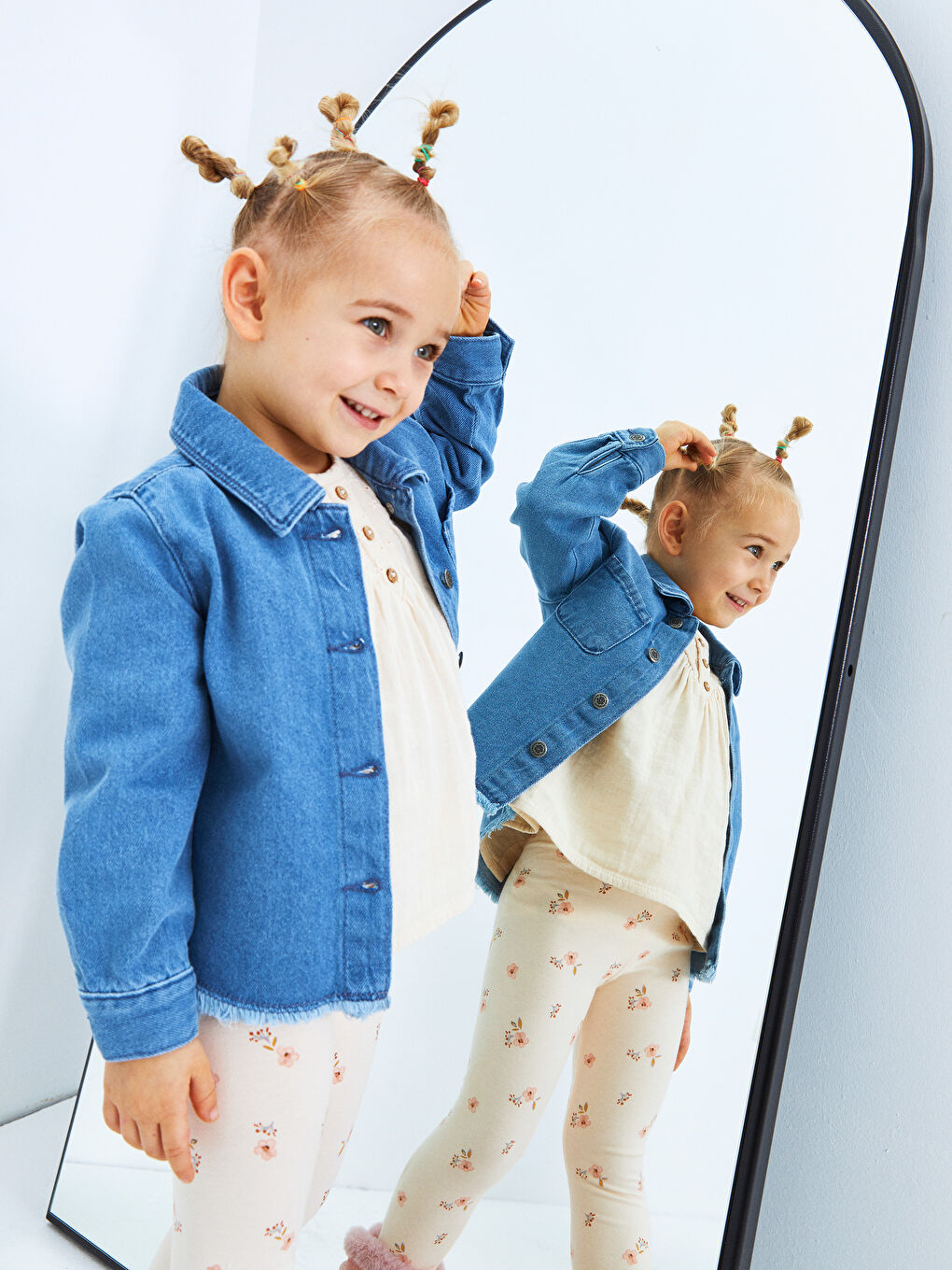 Langarm Basic Baumwolle Baby Mädchen Jeanshemd-4