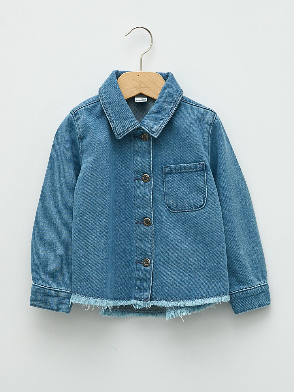 Langarm Basic Baumwolle Baby Mädchen Jeanshemd-5