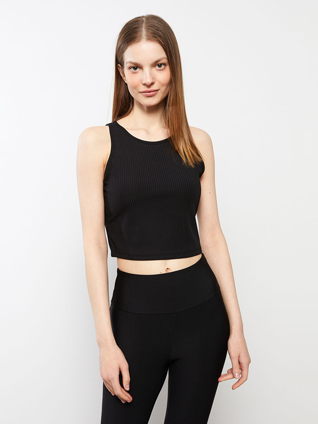 Crew Neck Plain Crop Women's Tank Top -S26857Z8-CVL
