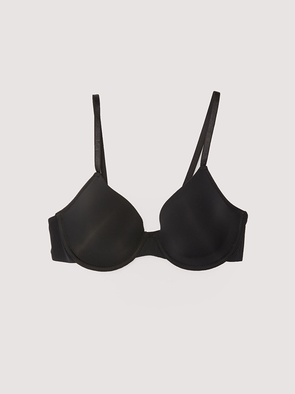 Siyah Balenli Dolgusuz Düz Tişört Sütyen