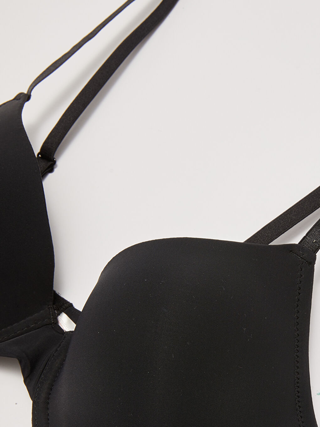 Siyah Balenli Dolgusuz Düz Tişört Sütyen-1