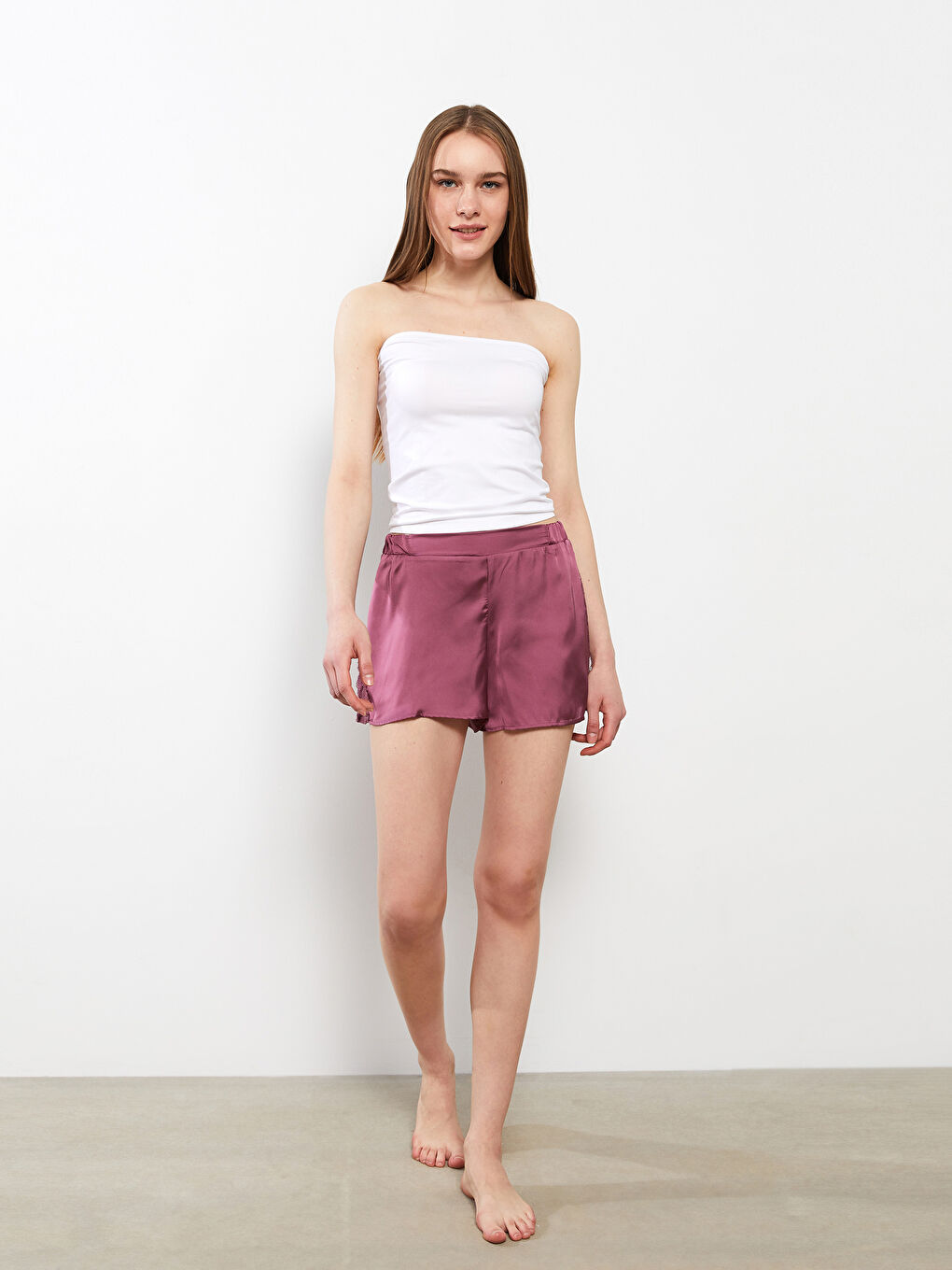 Beyaz Kadın Straplez Düz Atlet-1