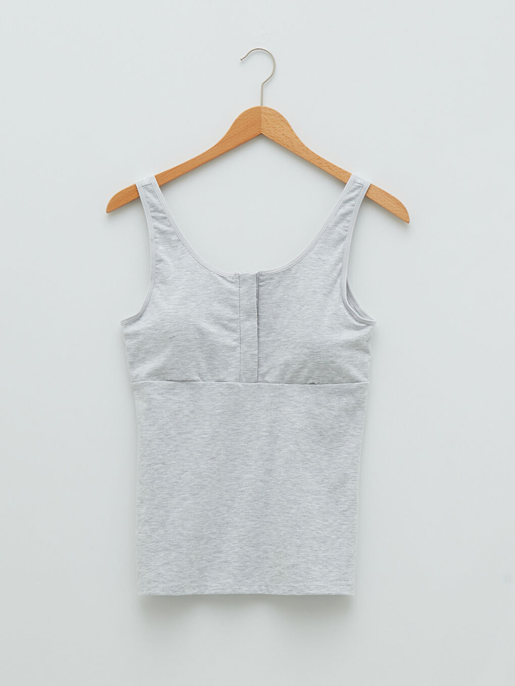 Gri U Yaka Düz Pamuklu Hamile Atlet-4