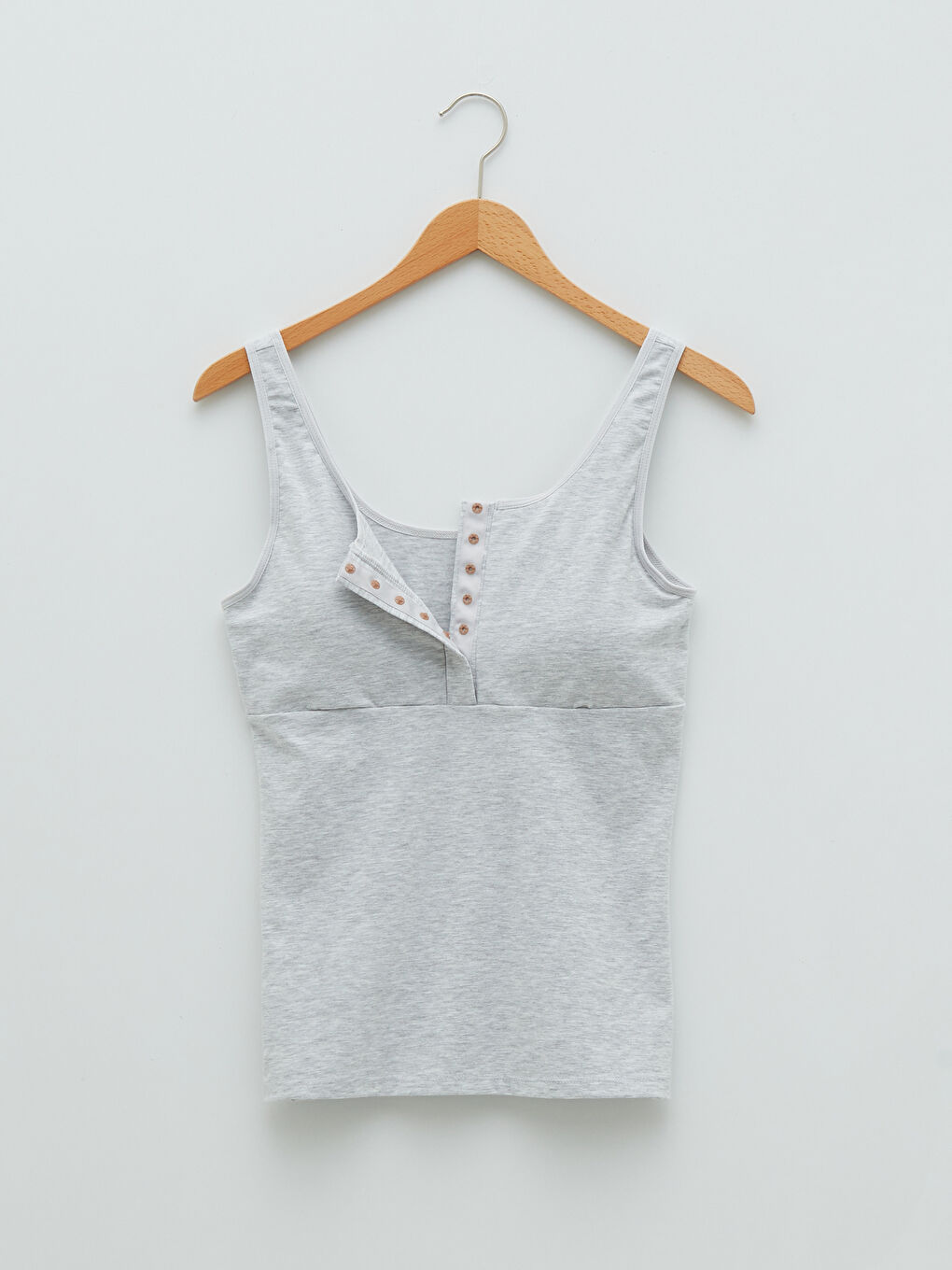 Gri U Yaka Düz Pamuklu Hamile Atlet-5