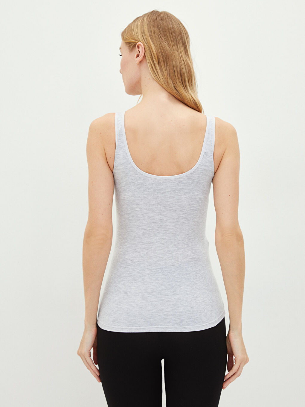 Gri U Yaka Düz Pamuklu Hamile Atlet-3