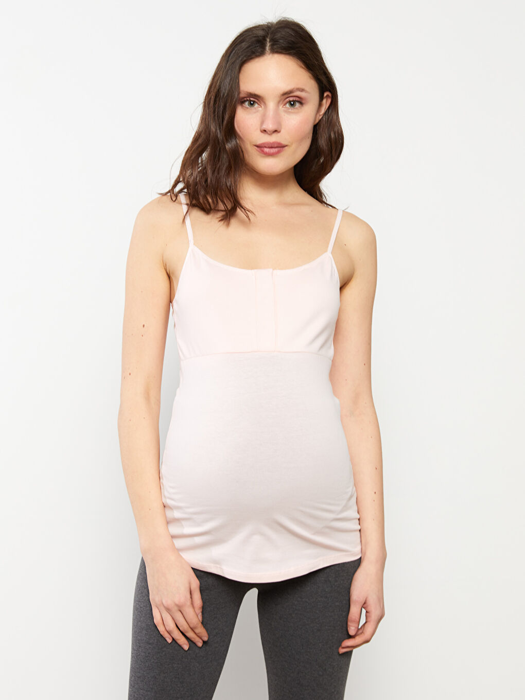 U Yaka Düz Pamuklu Hamile Atlet