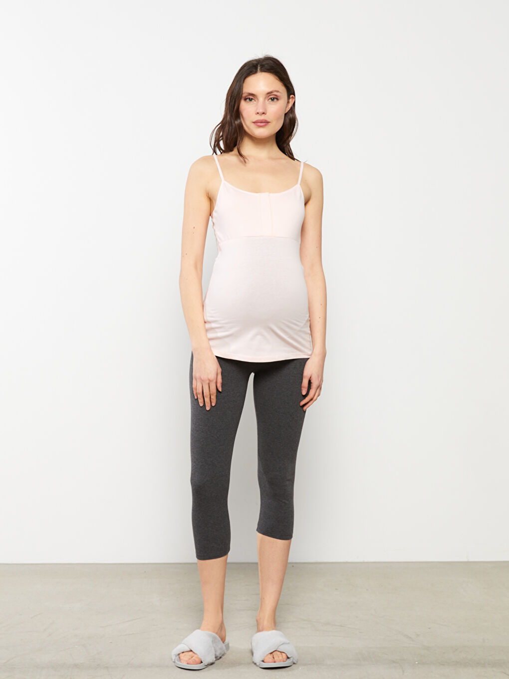 U Yaka Düz Pamuklu Hamile Atlet-3