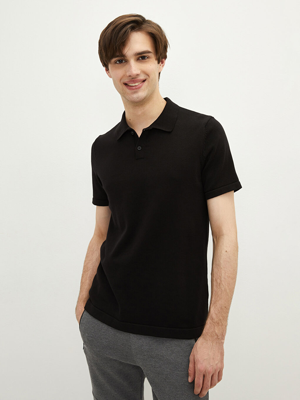 Pull-over Col roulé Manches courtes pour Hommes en Tricot-1