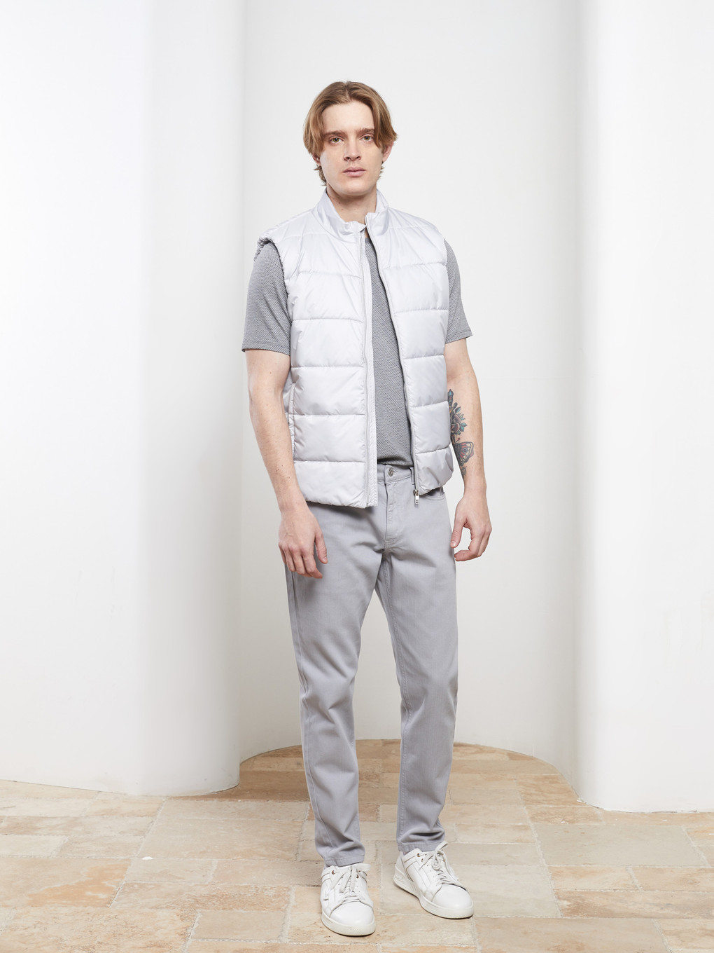 Gri Slim Fit Gabardin Erkek Pantolon-1