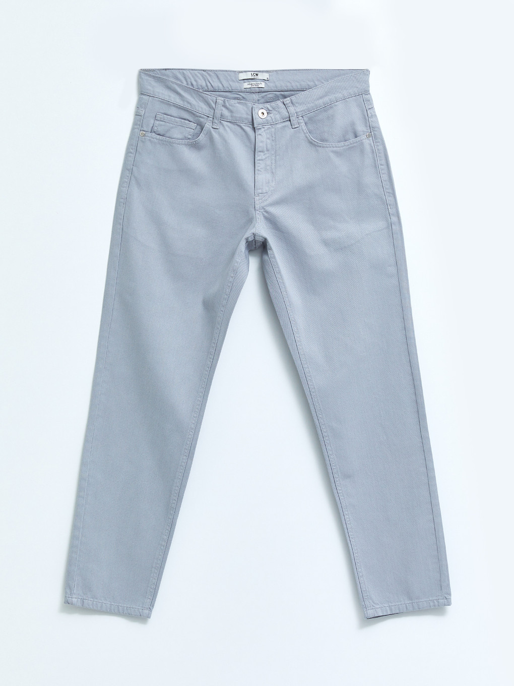 Gri Slim Fit Gabardin Erkek Pantolon-5